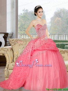 Sweetheart 2015 Modern Quinceanera Dresses with Beading and Ruffles