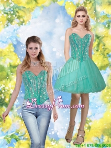 Sexy 2015 Beading and Appliques Sweetheart Prom Dress in Turquoise