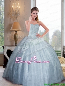 2015 Custom Made Sweetheart Ball Gown Quinceanera Dresses with Beading