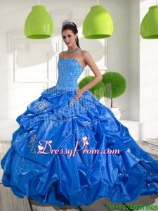 2015 Exclusive Beading and Appliques Quinceanera Gowns with Brush Train