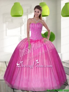 2015 Stylish Beading Sweetheart Ball Gown Quinceanera Dresses