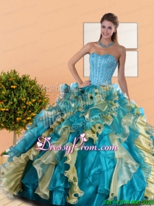 2015 Stylish Sweetheart Quinceanera Dress with Beading and Ruffles