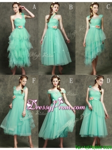 Exclusive Hand Made Flowers Ankle Length Prom Dress in Apple Green