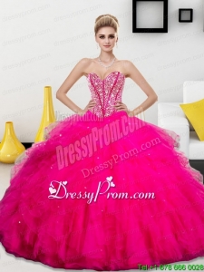 Modern Beading and Ruffles Sweetheart 2015 Quinceanera Dresses