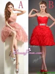 Lovely Beaded and Ruffled Puffy Skirt Prom Dress in Tulle