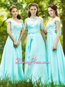Lovely Chiffon Empire Long Prom Dress in Apple Green