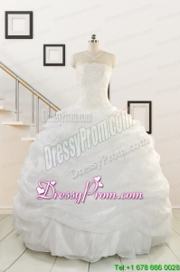 Custom Made and Puffy White Beading Quinceanera Dresses for 2015