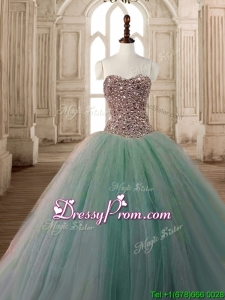 Discount Beaded Bodice A Line Quinceanera Dress in Apple Green