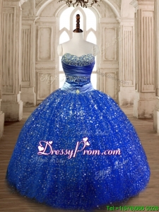Cheap Beaded Royal Blue Quinceanera Dress in Sequins