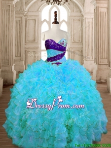 Unique Baby Blue Quinceanera Dress with Beading and Ruffles