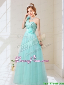 2015 Fall Cheap Empire Lace Up Hand Made Flowers Prom Dresses in Mint