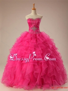 2015 Popular Beaded Quinceanera Dresses with Ruffles in Organza