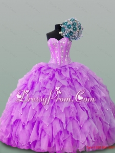 2015 Popular Sweetheart Beaded Quinceanera Gowns in Organza