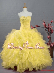 Beaded and Ruffles Quinceanera Dresses in Organza for 2015