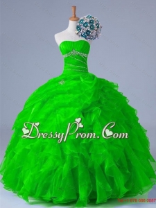 2015 Sexy Strapless Quinceanera Dresses with Beading and Ruffles
