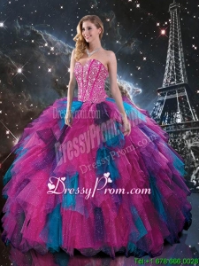 Cheap Multi Color Sweetheart Quinceanera Dresses with Beading
