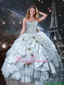 Modern 2016 Sweetheart Appliques Quinceanera Dresses in White