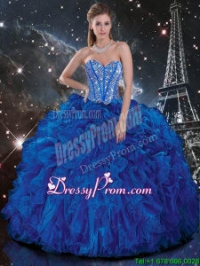 Popular Royal Blue Quinceanera Dresses with Beading and Ruffles for 2016 Fall
