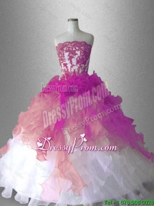 Appliques Ball Gown Cheap Sweet 16 Gowns with Ruffles