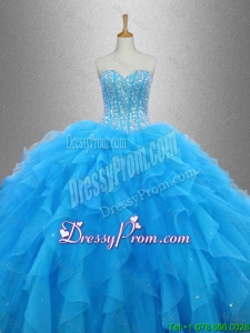 Cheap Beaded Organza Quinceanera Dresses with Ruffles