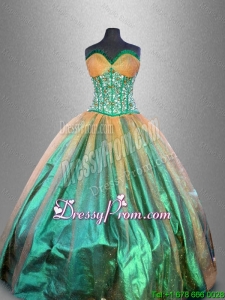 Cheap Beaded Multi Color Quinceanera Gowns in Multi Color