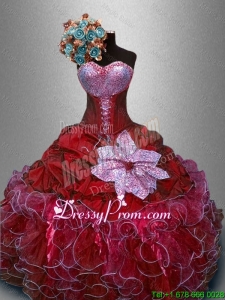 Fashionable Sweetheart Quinceanera Gowns in Wine Red