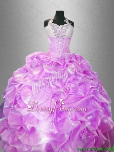 Latest Hand Made Flowers Quinceanera Dresses with Halter Top