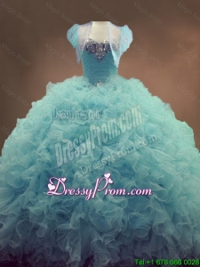 Discount Beaded and Ruffles Quinceanera Gowns in Light Blue
