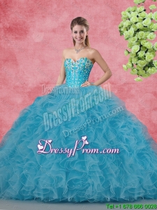 2016 Spring Wonderful Ball Gown Quinceanera Gowns with Beading and Ruffles