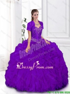 2015 Winter Elegant Pretty Ball Gown Sweetheart Quinceanera Gowns in Purple