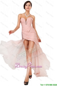 Luxurious Side Zipper Ruched Prom Dresses with Asymmetrical