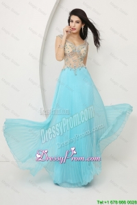Beautiful Beaded Straps Zipper Up Prom Dresses with Cap Sleeves