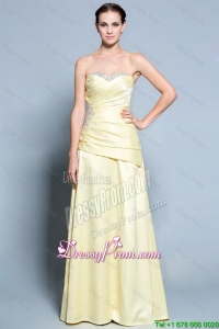 2016 Wonderful Column Sweetheart Prom Dresses with Beading in Light Yellow