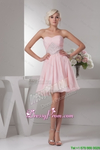 Best Sweetheart Baby Pink Short Prom Dress with Beading