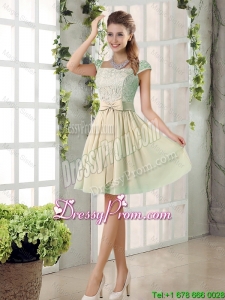 2016 Spring A Line Square Dama Dresses with Bowknot