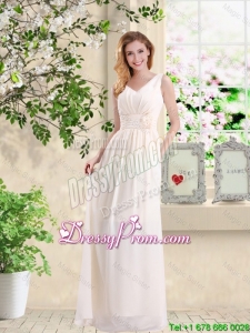 Beautiful V Neck Lace Up Prom Dresses with Hand Made Flowers