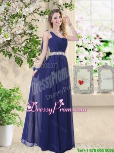 Comfortable One Shoulder Prom Dresses in Navy Blue