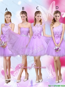 Sophisticated A Line Lavender Prom Dresses with Lace and Bowknot