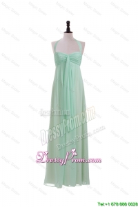 Gorgeous Halter Top Mint Long Ruching Prom Dresses for 2016 Summer