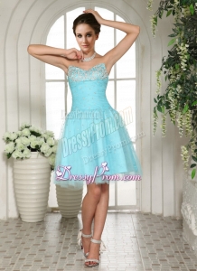 2015 Sweetheart A Line Aqua BLue Prom Dress with Beading