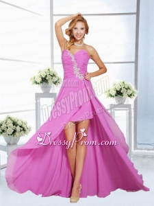 Beautiful Lilac Empire Appliques and Ruching Sweetheart Prom Dress