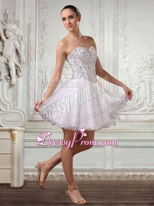 Lovely Short White Sweetheart Prom Dress with Beading