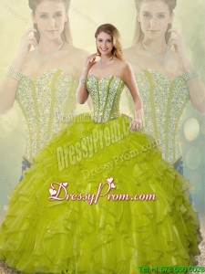 Beautiful Beading and Ruffles Sweetheart Quinceanera Gowns
