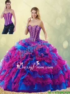 Classical 2016 Multi Color Quinceanera Gowns with Beading
