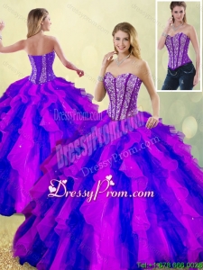 Classical Beading and Ruffles Multi Color Sweet 16 Dresses