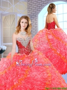 Formal Sweetheart Quinceanera Gowns with Beading and Ruffles