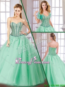 Latest Beading Lace Up Quinceanera Gowns with Sweetheart for 2016