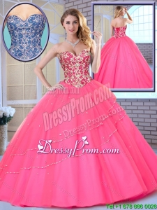 Latest Beading Sweetheart Quinceanera Dresses in Hot Pink