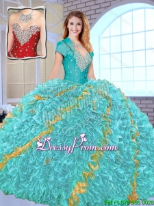 Modest Beading Sweetheart Quinceanera Gowns in Multi Color