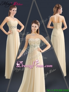 2016 Latest Sweetheart Beading Prom Dresses in Champagne